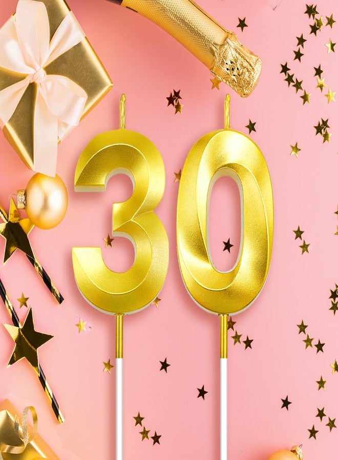 QEYMN 30th Birthday Candles, Number 30 Candles, Gold Birthday Candle, Happy Birthdays Candle for Cake, 30th Cake Topper Decorations for 30 3 Year Old Birthdays Wedding Anniversary Supplies - Image 4